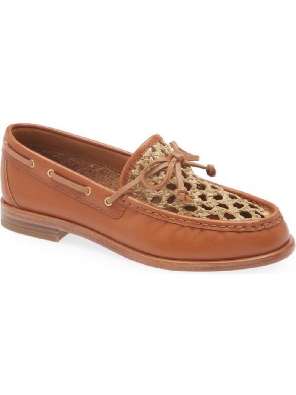 Rag and Bone women’s Carter Woven Leather Moccasin Loafer Boat Shoe Tan Brown